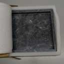 Moreast Black Marble Tray, Stone Bathroom Tray, Decorative Holder for Tissrue, Candle, Soap, Towel, Plant (Black - 12 x 8)