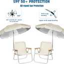 AMMSUN Chair Umbrella with Universal Clamp Adjustable 47 inches and 360° Swivel & UPF 50+ Protection Portable Sun Umbrella, Secure Clip on Camping/Beach Chairs, Stroller, Wheelchair, Golf cart, Lounger, Beige, 2 Pack