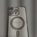 Changjia Magnetic Clear Glitter Case for iPhone 15 Pro Max[Compatible with MagSafe] Cute Luxury Bling Sparkly Diamond Rhinestone with Camera Lens Protector Women Girl Case for iPhone 15 Pro Max, Silver