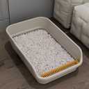 Extea Large Cat Litter Box with High Sides,Cat Boxes for Indoor Cats,Cat Litter Pan for Kitty,Litter Box with Low Entry,Easy to Clean,Anti-Splashing,23.6" x15.7" x6.2" (White)
