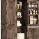 usikey Storage Cabinet with 4 Doors, 43.3" H Farmhouse Kitchen Cabinet with 6 Door Shelves, Kitchen Storage Cabinets with Adjustable Shelves, for Living Room, Antique Oak