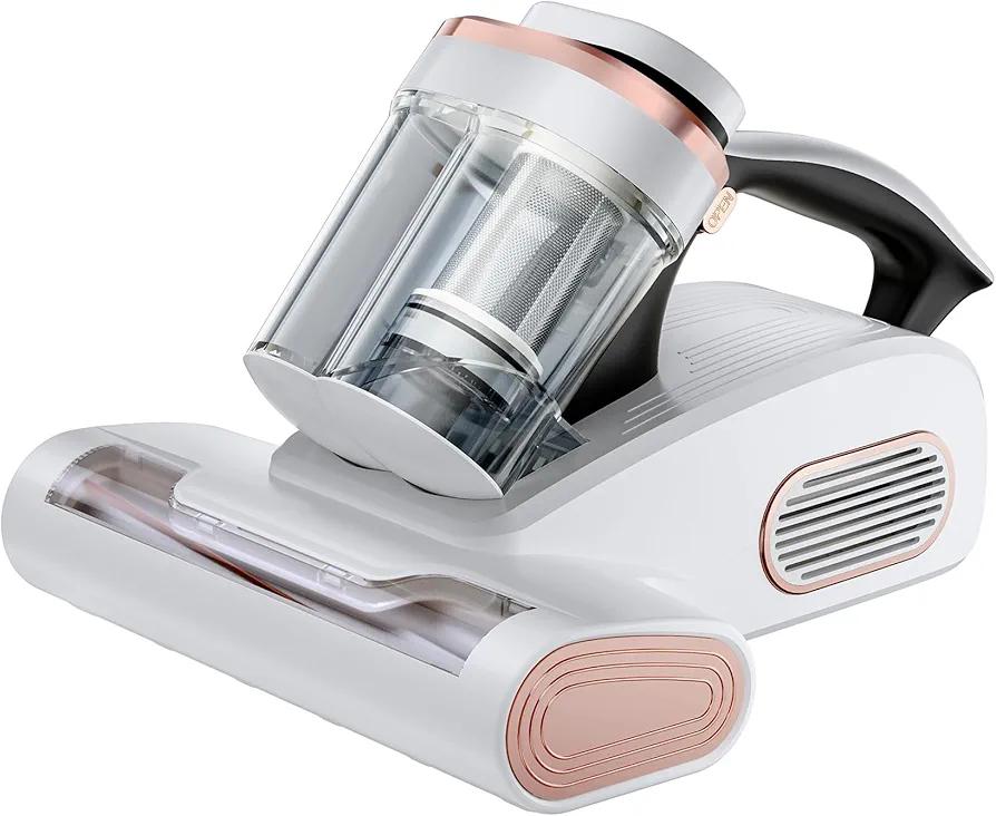 Mattress Vacuum Cleaner Bed Vacuum with 16Kpa Suction Power & 253.7nm UV-C Light & Ultrasonic & Heating & HEPA Filter Function & 35000 RPM/Min Single Brushroll Rotation & USB Charging Cable 500W