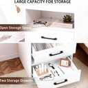 Night Stand with Charging Station and Ambient Light, LED Nightstand with USB-C Ports and Outlets, Morden Bedside Table with 2 Drawers and Open Compartment, End Table for Bedroom, White