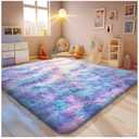 Ophanie Rainbow Purple Rug for Bedroom Girls, Unicorn Colorful Mermaid Fluffy Soft Cute Fuzzy Area Rugs, Shag Plush Shaggy Furry Carpet for Kids Baby Teen Dorm Nursery Home Decor Aesthetic