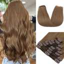 Clip in Hair Extensions Real Human Hair, MY-LADY Human Hair Clip in Extensions, 18Inch 140g 8Pcs Hair Extensions Clip ins, Seamless Human Hair Straight Light Brown