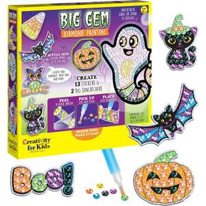 Creativity for Kids Halloween Big Gem Diamond Painting Kit | Create 13 Spooky Stickers & 2 Suncatchers with 1000+ Colorful Gems | Fun for Parties, Gifts & Seasonal Dcor (Ages 6+)
