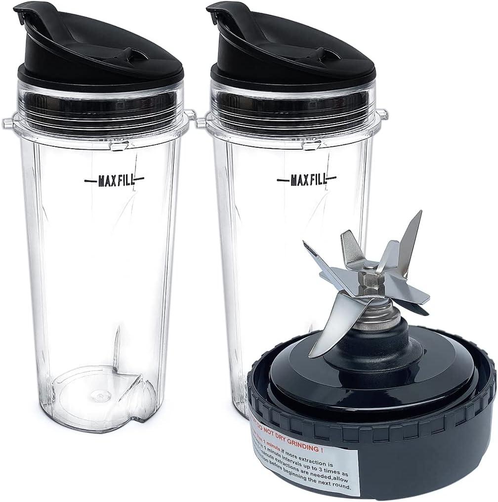 Replacement Parts 6 Fins Blade Assembly with 2 cups, Compatible with Ninja Blender BL201/BL200/BL201C/BL209/BL203QBK