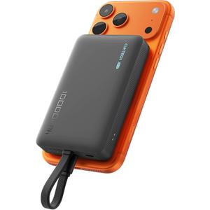 CUKTECH Magnetic Power Bank, 10000mAh Portable Charger, 20W Fast Charging & 7.5W Wireless, Built-in USB-C Cable, Battery Pack for iPhone 15/16/17 Series, Samsung, for Travel, Work & Daily Use