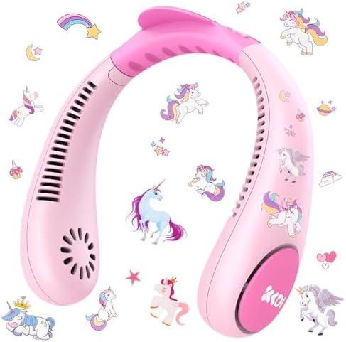 Kids Neck Fan, Portable Bladeless Neck Fan for Kids, 2600mAh Rechargeable Cooling Fan for 4-14Y Girls Boys with Unicorn Stickers, 4 Speeds & Lightweight Wearable Quiet Fan for Study/ Camping/ Travel Kids Neck Fan, Portable Bladeless Neck Fan for Kids, 2600mAh Rechargeable Cooling Fan for 4-14Y Girls Boys with Unicorn Stickers, 4 Speeds & Lightweight Wearable Quiet Fan for Study/ Camping/ Travel