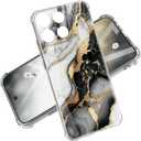 for Motorola Moto G 2026 Case 5G G Play 2025 Marble and Flowers Slim Anti-Drop Shockproof Protective Soft Shockproof Clear Phone Protective Covers 6.7 Inch (Black White Gold)