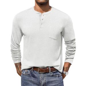 COOFANDY Men Long Sleeve Henley Shirs Casual Basic T Shirts Soild Button Tees with Pockets XXL
