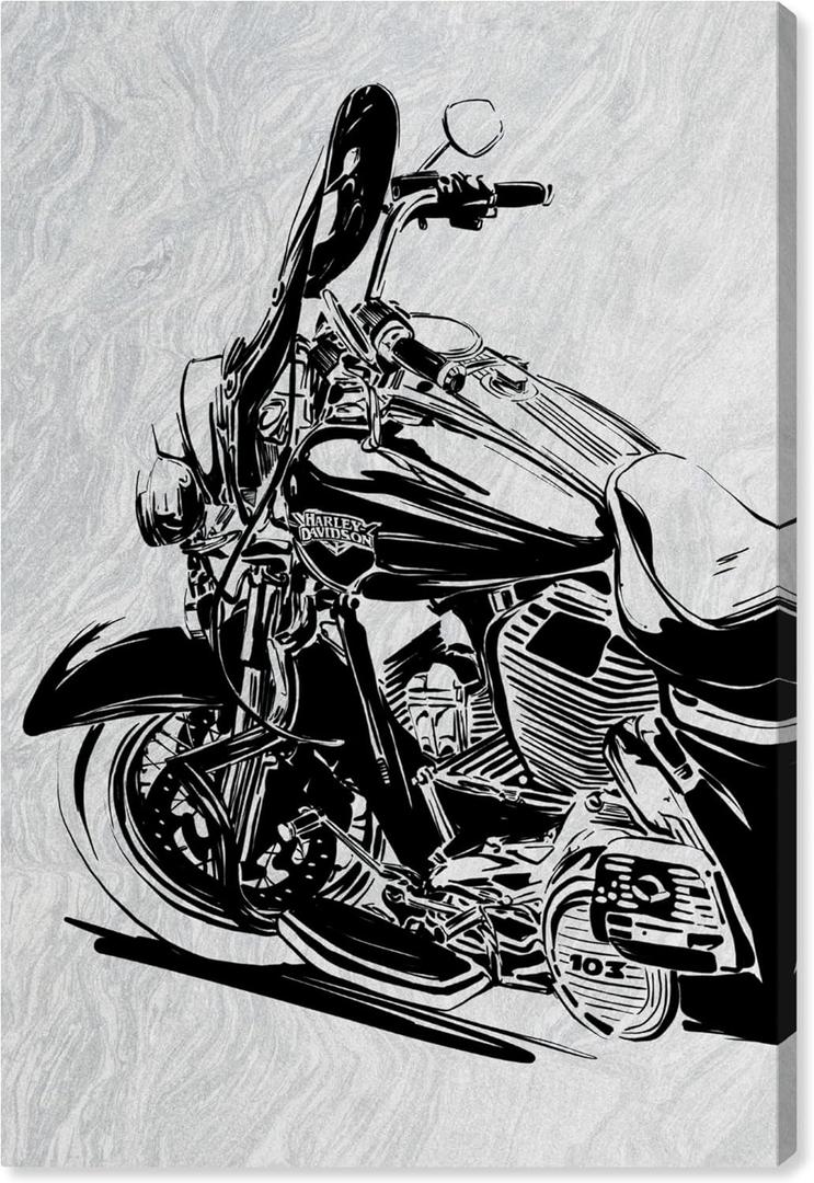 The Oliver Gal Artist Co. Transportation Wall Art Canvas Prints 'Motorcycle in Ink' Motorcycles
