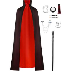Angelaicos Unisex Adult Vampire Costume Accessories Set for Men Women Vampire Cape Halloween Party Outfits