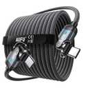 AUFU PD 60W USB C to USB C Cable 10ft(1Pack), Double 180 +360Rotation/C to C Fast Charging/Type C to Type C Cable/10ft USB C Cable for 1Phone 17/16/15/Ma-Book/Pad Series, Samsung Galaxy Series