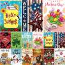 Seasonal Garden Flags Set of 12 Double Sided 12x18 Inch, Small Yard Flags for Outside, Spring Summer Fall Winter & Holiday Outdoor Decor, Halloween Christmas Easter Decorations for All Seasons