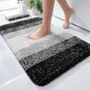 OLANLY Bathroom Rugs Mat 24x16, Extra Soft Absorbent Microfiber Bath Rugs, Rubber Backing, Quick Dry, Machine Washable Bath Mats for Bathroom Floor, Tub, Shower and Home Decor Accessories, Black (24" x 16")
