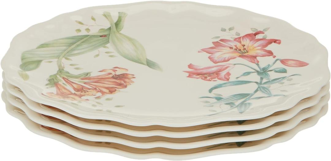 Lenox 856372 Butterfly Meadow Melamine 4-Piece Accent Plates, Lightweight Melamine Material