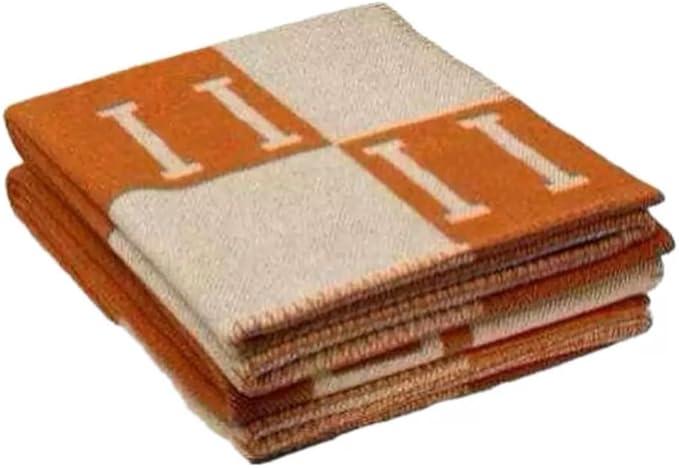 Letter H Sofa Cover Blanket Plaid Soft Warm and Comfortable air Conditioning Blanket Travel Essentials Ladies Gift Bed Sofa Sheets Quilt Size 50x70 inches. (Black)