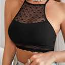 Womens Bralettes Sexy Black Top Lace Bra Lingerie Y2K HalterneckSpaghetti Strap Cami (Black, M)