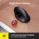 MicroPack Trackball Wireless Mouse, Upgrade Right Hand Ergonomic Mouse with Wireless Vertical Rollerball Computer Mouse, 3 Adjustable DPI, Easy Thumb Control for PC, Laptop, Mac, Windows - Black