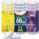 60Ct Aromative Toilet Brush Refills, Toilet Bowl Cleaner Refills, Double-Layer Cleaning Pads Added, Disposable Refill Heads for Toilet Bowl Cleaner Wands, Bulk Patented