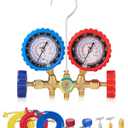 Orion Motor Tech AC Gauge Set with Self Sealing & Puncturing R134A Can Tap, AC Gauges for R134a R12 R22 R502 Refrigerant, Car AC Gauge Set with 5FT Hoses Adapter Adjustable Couplers, Freon Charge Kit