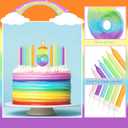 Rainbow 6th Number Candle for Cake, 13 Pcs Birthday Candles Set, Pastel Rainbow Cake Topper Birthday Party Decorations (Number 6)