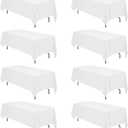 BRILLMAX 8 Pack White Tablecloths 70 x 120 Inch for 6ft or 8ft Rectangle Tables - Rectangular Bulk Linen Polyester Fabric Washable Cloth Cover for Wedding Reception Banquet Birthday Party