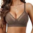 Avidlove Bralettes for Women Lace Racerback Bras Wireless Unlined Bralette Comfy Bra Sexy Lingerie No Padded (Small, Brown)