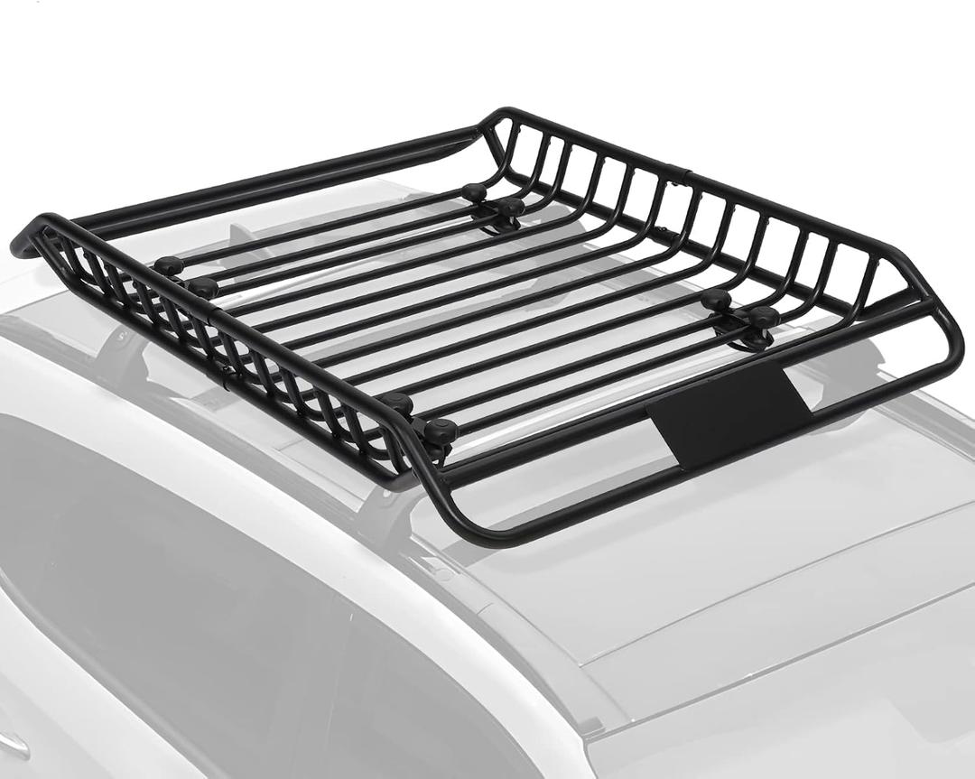 63X43 Inch Car Roof Rack Basket, Rooftop Cargo Carrier, 300LBS Heavy Duty Steel Roof Cargo Carrier with Extension, Universal Roof Rack Carrier Basket for SUV, Truck, Pick Up