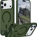 Temdan Designed for iPhone 17 Pro Case, [Built-in Invisible Kickstand][Compatible with MagSafe][Military Grade Shockproof] Slim Translucent Matte Phone Case 6.3 inch (Green)