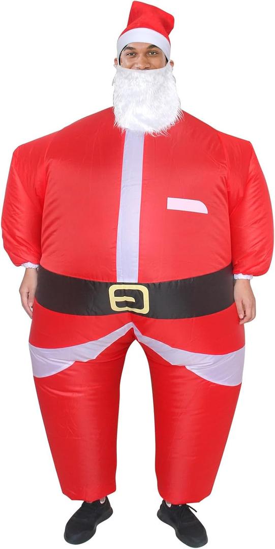 Arokibui Red Inflatable Santa Claus Costume Blow up Santa Suit Cosplay Party Halloween Christmas Costume Xmas Suit