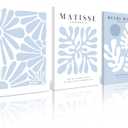 Henri Matisse Wall Art Prints Blue Abstract Matisse Canvas Wall Decor Aesthetic Preppy Wall Art Blue Matisse Posters Artwork Flower Minimalist Pictures for Room Bedroom 12x16x3 Inch Wrapped Canvas