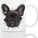 Black French Bulldog Mug - Ceramic Funny Coffee Mug - Perfect French Bulldog Gifts - Cute Novelty Coffee Mug Present - Great Birthday or Christmas Surprise for Friend or Coworker, Men and Women (11 Oz)