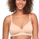 Warner's Women's Blissful Benefits Women's Super Soft Wireless Lightly Lined Comfort Bra (Beige, M)