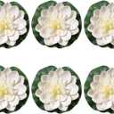 6 Pcs White Artificial Lotus Flowers Large Floating Lotus Faux Water Lily Flowers Fish Pond Artificial Plants with Artificial Lily Pads, Artificial Plants