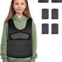 Compression Vest for Kids (Medium, Ages 5 to 9) Weighted Vest for Kids Including 6 Removable Weights Black