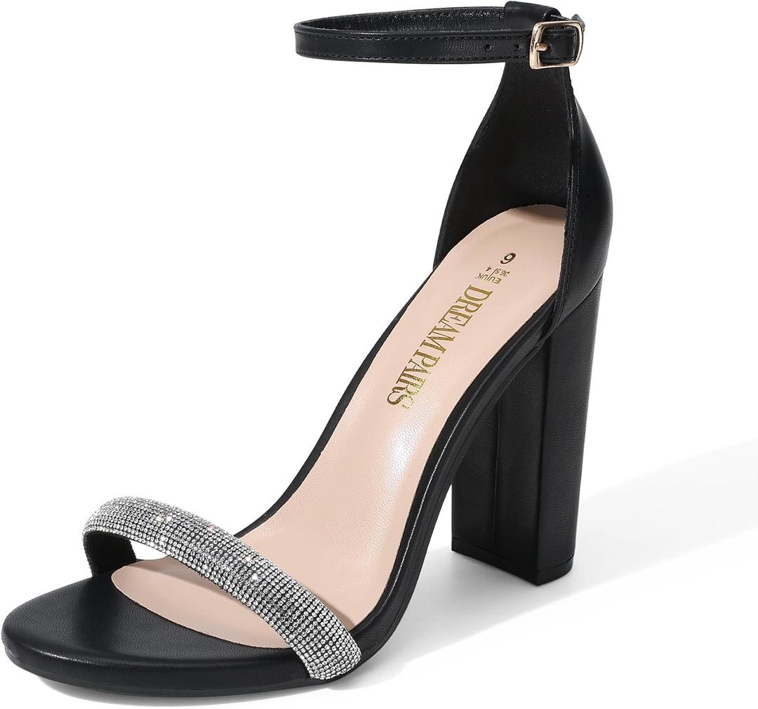 DREAM PAIRS Women's Hi-Chunk High Heel Pump Sandals 8