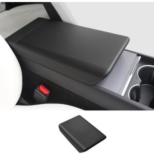 Upgrade Center Console Cover for 2025 2026 Tesla Model Y Juniper 2024 2025 2026 Model 3 Highland Non-Slip TPU Armrest Cover Arm Rest Protector Accessories (Black)