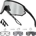 BIRCEN Photochromic Cycling Glasses: Mountain Bike Sports Sunglasses for Men Women Running Riding MTB Baseball (A-black Frame Photochromic Black Lens)