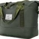 Travel Duffel Bag - Large Shoulder Weekender Overnight Bag, Carry on Bag with Wet Pocket, Waterproof Expandable Duffel Bag with Trolley Sleeve, Sports Tote Gym Bag for Women, Olive Green