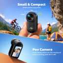 4K Mini Body Camera with 64GB Card, WiFi Thumb Action Camera with 1.47" Screen, Wearable POV Camera with Magnetic Mount, One-Click Hands-Free Portable Camcorder for Vlogging/Skiing/Travel