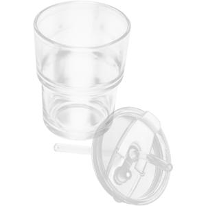 Tea Drinking Glass Cup with Lid Straw Stylish Coffee Tea Cup for School Office Home for Cold Beverages Elegant Design Easy to Clean (0 Ounces, As Shown 1)