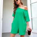 Rompers for Women Casual Romper Shorts Oversized One Piece Outfit | Athletic Tshirt, Short Sleeve, Wide Leg, Side pockets (Green, M)