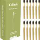 Extra Hard & Firm Bamboo Charcoal Toothbrush Long Head with Wide Thickened Handle Whitening Teeth Pack of 12