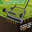 Lawn Aerator Tool, Heavy Duty Manual Lawn Aerators with Dual Weight Up to 80lbs, Yard Aerator Lawn Tool with 39 Spikes, Grass Aerator for Lawn Care, 16 inch 