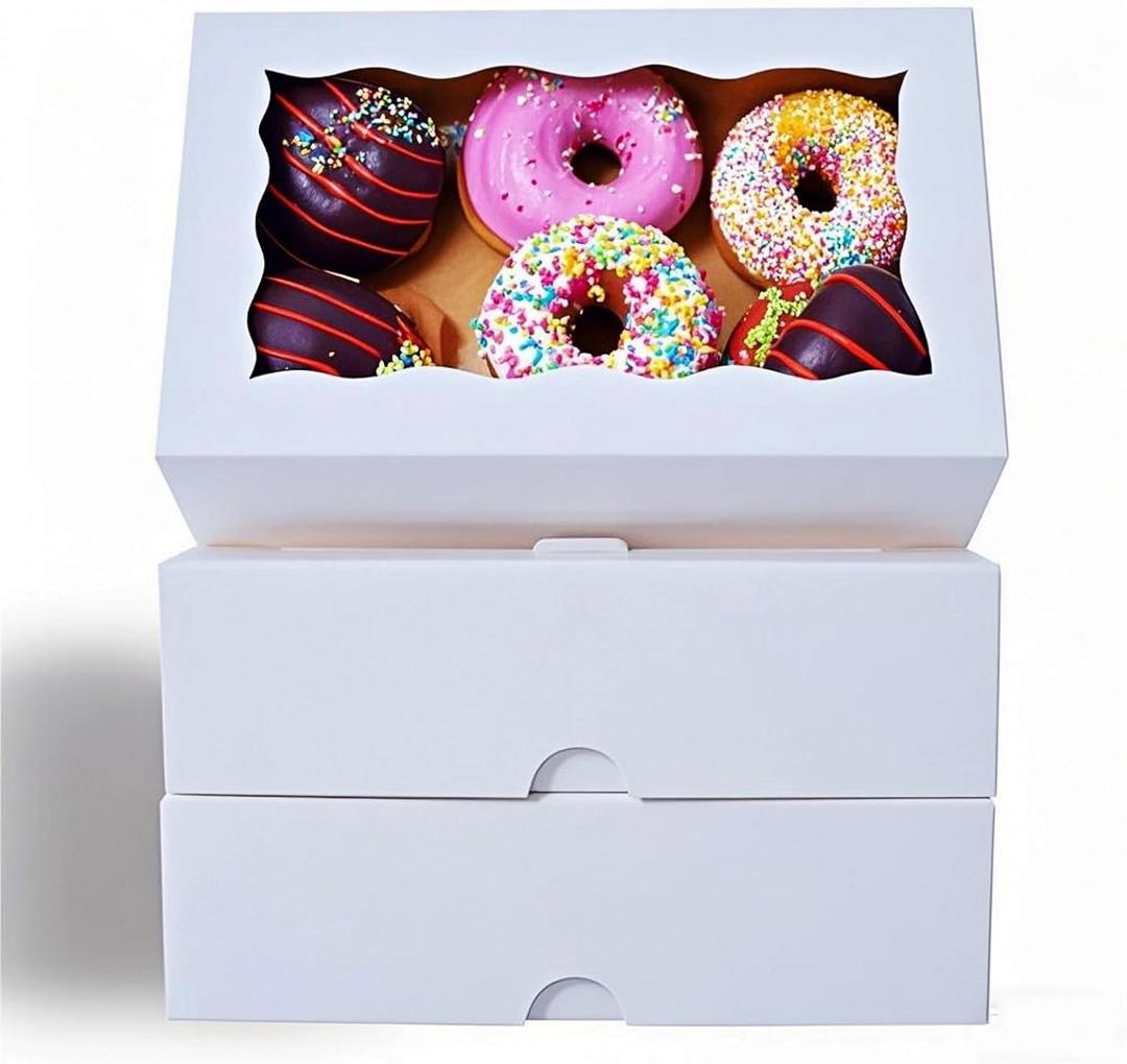 20PCS 7x4x1 nch Cookie Boxes with Window Chocolate Truffle Boxes Orec Boxes Pastry Bakery Boxes Dount Boxes Browine Soap Treat Boxes for Party Favors Wedding Christmas Valentine's (White)