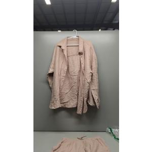 Mute pink cotton button up, shorts set (XL)