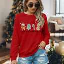FRYAID Christmas Shirt Women Funny Gingerbread Graphic Sweatshirts Merry Christmas Long Sleeve shirts Casual Pullover Tops (Red, XXL)