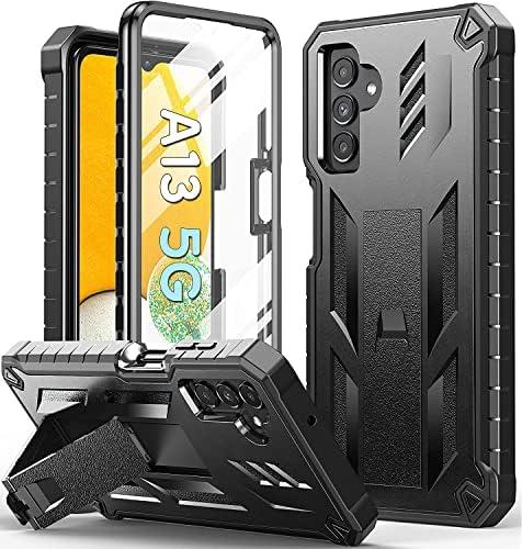 for Samsung Galaxy A13 5G Case: TPU Soft Shock Proof Protection | Matte Textured Design Shell - Heavy Duty Military Grade Rugged Cell Phone Protective Cover with Kickstand for A13 5G (Black)